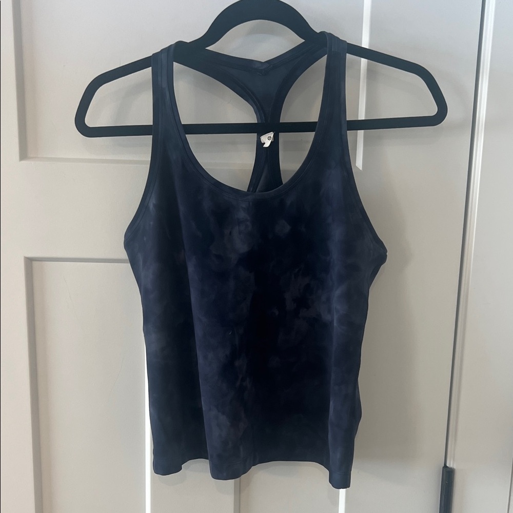 Lululemon Blue Grey Tie Dye Cropped Tank Size 10 Racerback Athletic